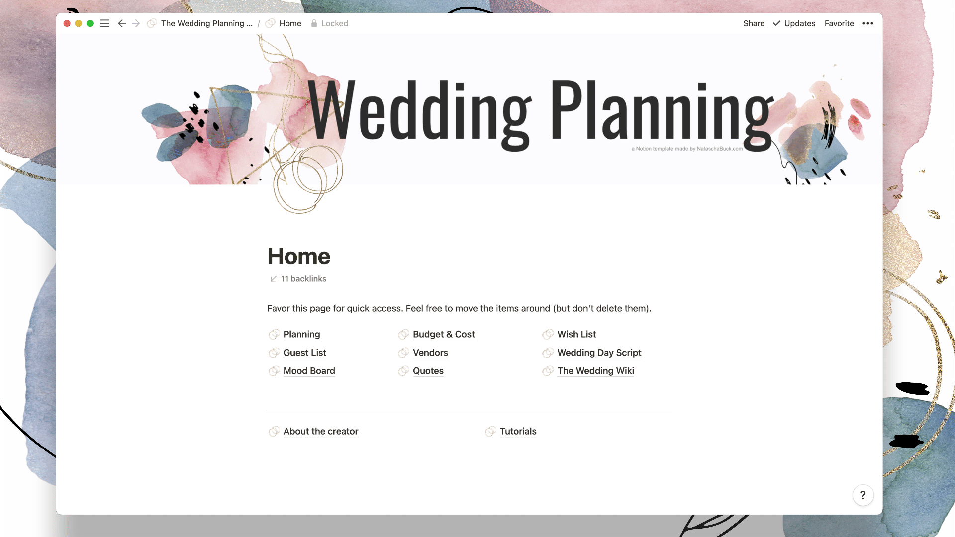 Notion Wedding Planner Template