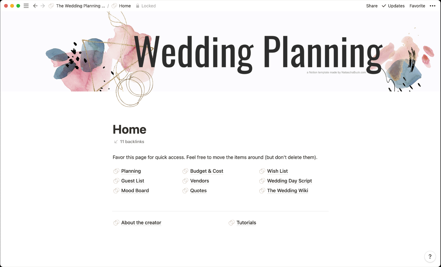 Buy the Notion Wedding Planning Template